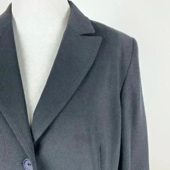 Dress barn blazer size 14 black with blue pindot two button jacket with pockets - Picture 3 of 14